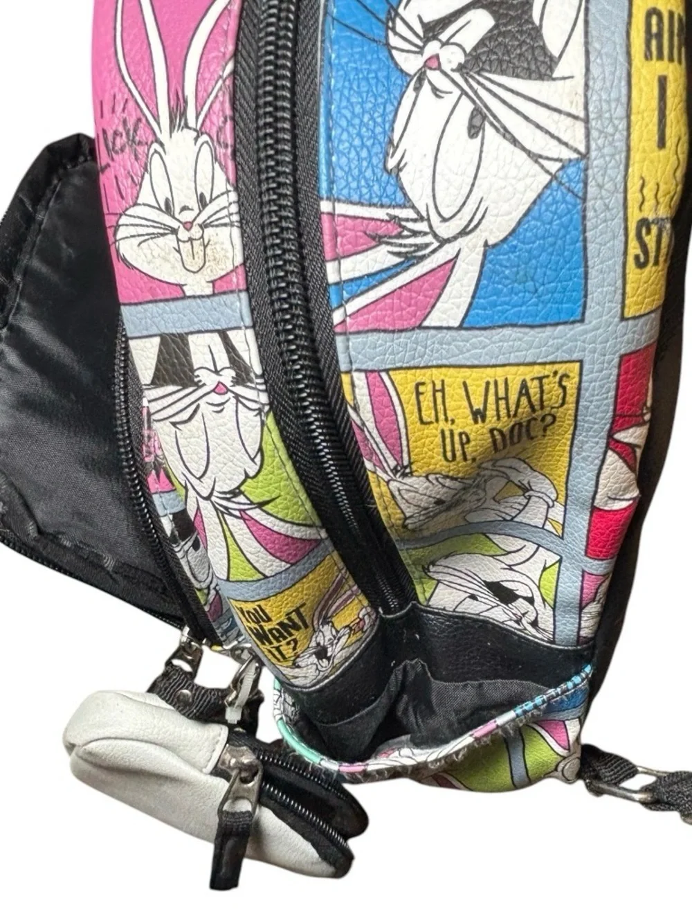 Warner Bros. Multicolor Cartoon Patchwork Mini Backpack with Bunny Coin Pouch